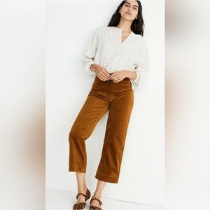 Madewell Slim Emmett Women's Wide-Leg Crop Corduroy Pants- Sz. 35. MSRP $98.